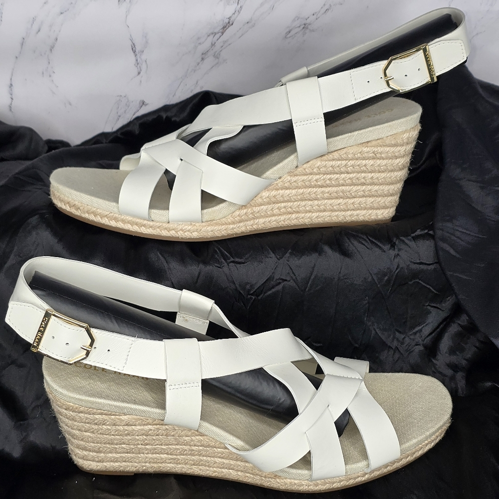 Cole Haan White Strappy Wedge Sandals